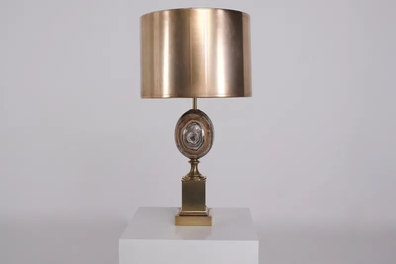 Pamono Vintage Table Lamp in Onyx from Maison Charles Paris, 1970s> Table Lamps
