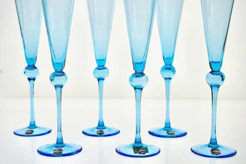 Pamono Vintage Tall Flutes in Murano Glass by Cenedese, 1950, Set of 6> Glassware