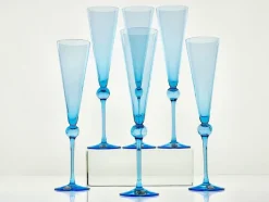 Pamono Vintage Tall Flutes in Murano Glass by Cenedese, 1950, Set of 6><noscript><img width=