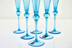 Pamono Vintage Tall Flutes in Murano Glass by Cenedese, 1950, Set of 6><noscript><img width=