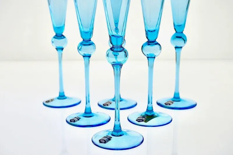 Pamono Vintage Tall Flutes in Murano Glass by Cenedese, 1950, Set of 6> Glassware