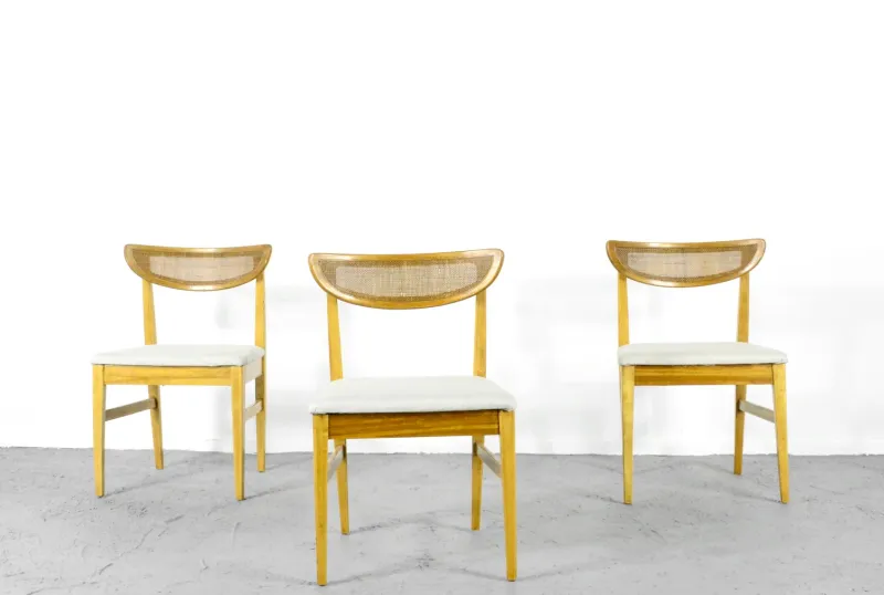 Pamono Vintage Teak and Cane Bergere Chairs, Set of 4> Side Chairs & Dining Chairs