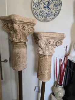 Hot Pamono Vintage Terracotta Columns with Iron Bases, 1950s, Set of 2