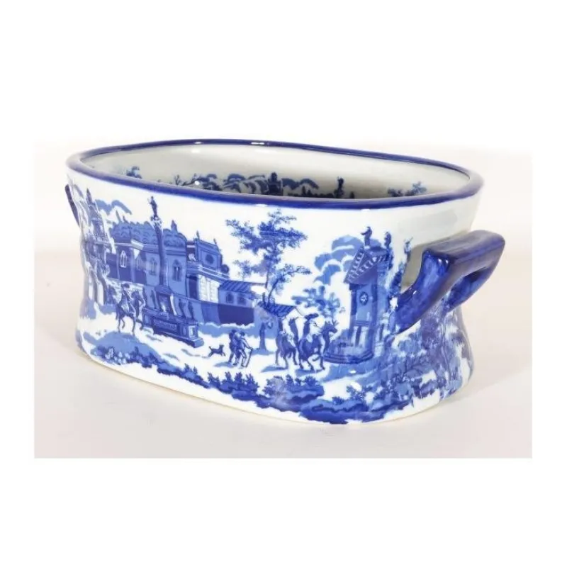 Pamono Vintage 20th Century Blue & White Porcelain Planter Jardiniere> Planters And Jardiniere