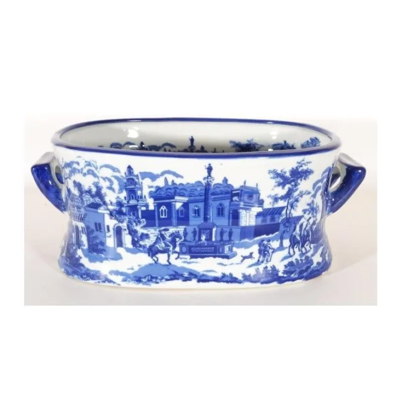 Pamono Vintage 20th Century Blue & White Porcelain Planter Jardiniere> Planters And Jardiniere