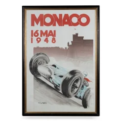 Hot Pamono Vintage 20th Century Framed 1948 Monaco Grand Prix Poster by Georges Hamel, 1985