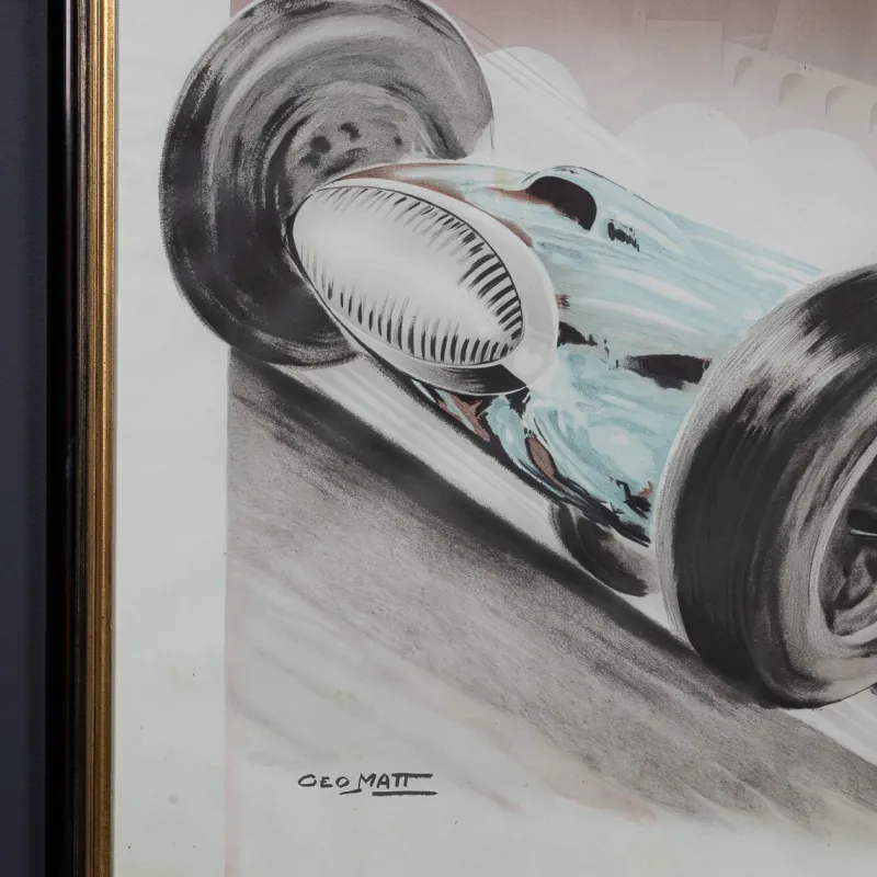 Hot Pamono Vintage 20th Century Framed 1948 Monaco Grand Prix Poster by Georges Hamel, 1985