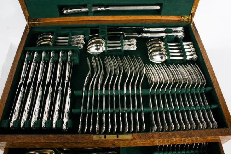 Online Pamono Vintage 20th Century Sterling Silver Cutlery Set, 1978, Set of 127