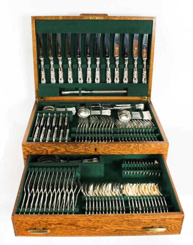 Online Pamono Vintage 20th Century Sterling Silver Cutlery Set, 1978, Set of 127