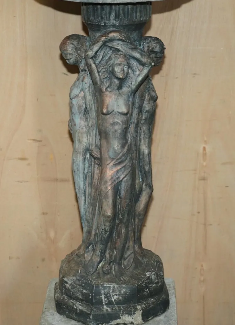 Pamono Vintage Three Graces Bird Bath Garden Statue> Garden Accessories