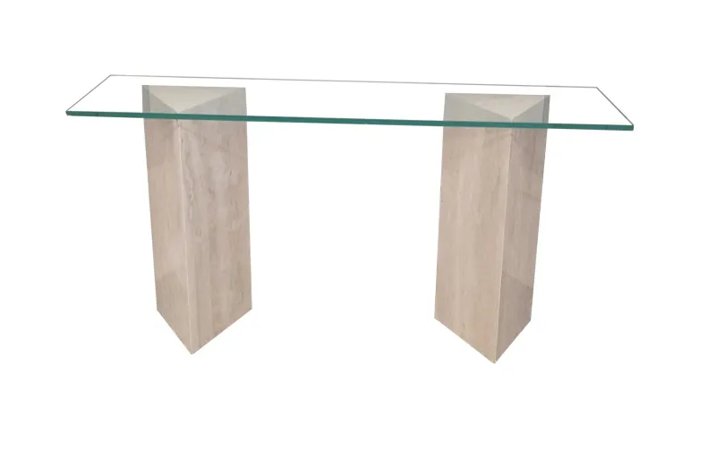 Pamono Vintage Tría Console Table in Italian Travertine and Marble by Joaquín Moll for Meddel, 1999> Console Tables