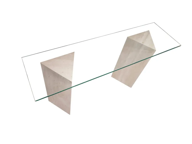 Pamono Vintage Tría Console Table in Italian Travertine and Marble by Joaquín Moll for Meddel, 1999> Console Tables