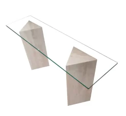 Pamono Vintage Tría Console Table in Italian Travertine and Marble by Joaquín Moll for Meddel, 1999><noscript><img width=