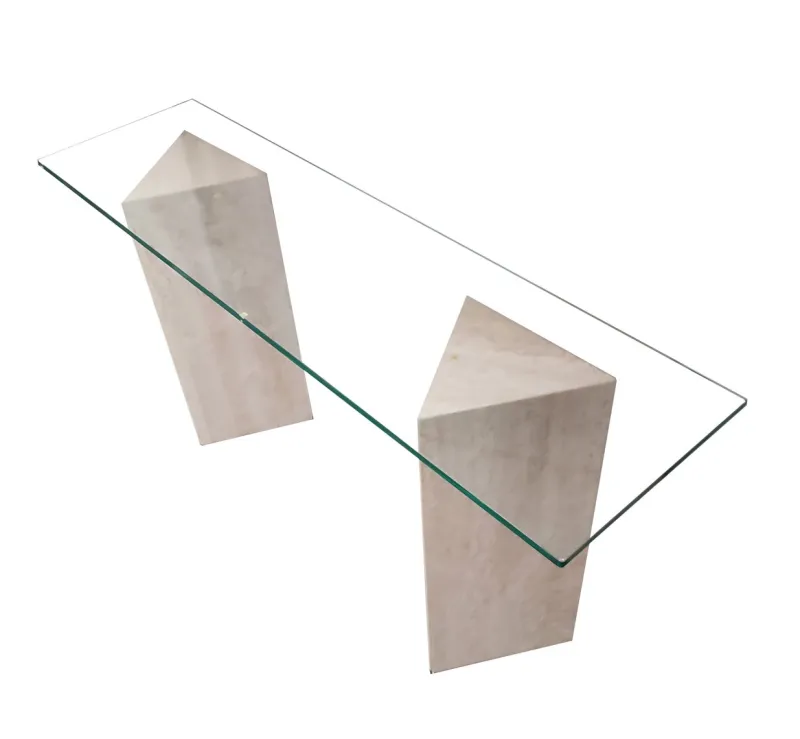 Pamono Vintage Tría Console Table in Italian Travertine and Marble by Joaquín Moll for Meddel, 1999> Console Tables