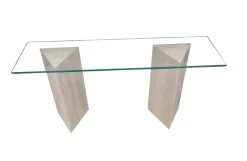 Pamono Vintage Tría Console Table in Italian Travertine and Marble by Joaquín Moll for Meddel, 1999><noscript><img width=