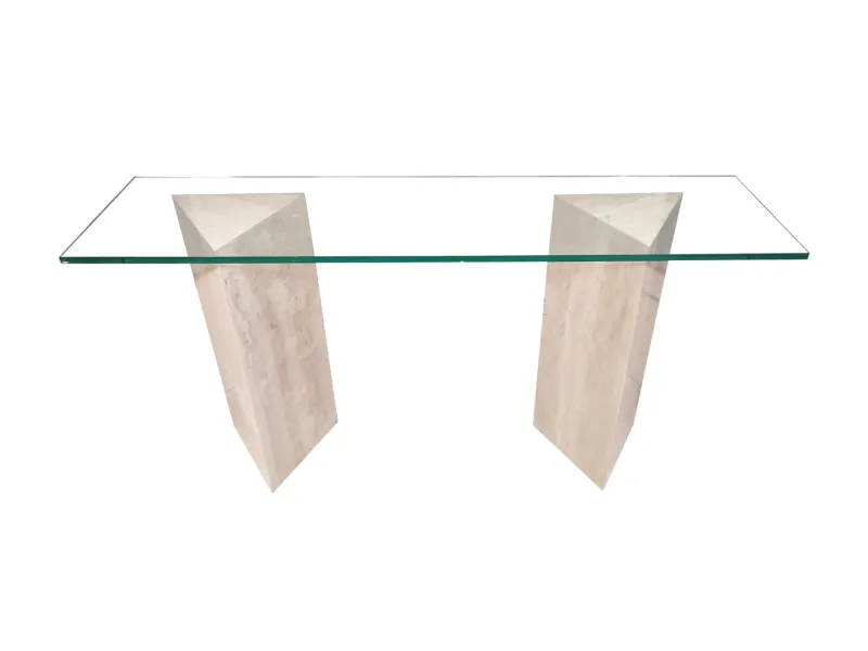 Pamono Vintage Tría Console Table in Italian Travertine and Marble by Joaquín Moll for Meddel, 1999> Console Tables