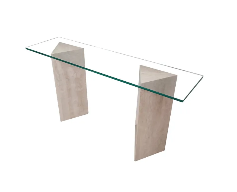 Pamono Vintage Tría Console Table in Italian Travertine and Marble by Joaquín Moll for Meddel, 1999> Console Tables
