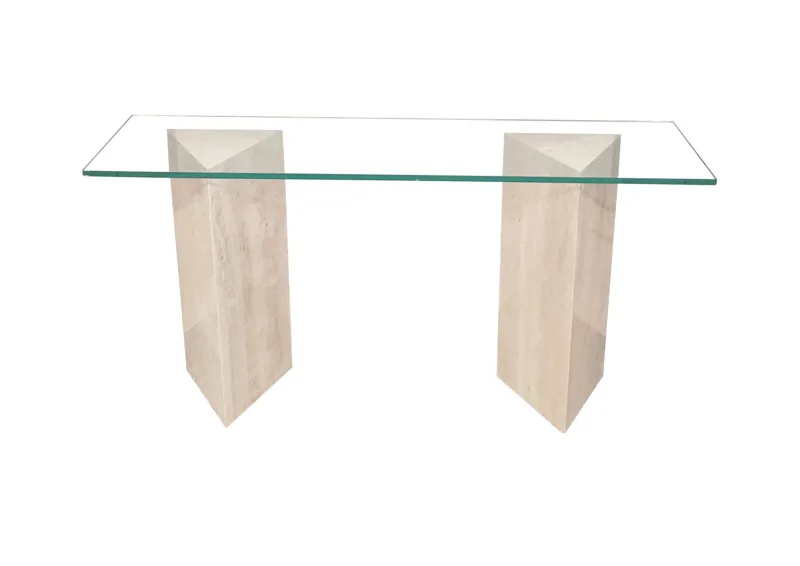 Pamono Vintage Tría Console Table in Italian Travertine and Marble by Joaquín Moll for Meddel, 1999> Console Tables