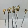 Outlet Pamono Vintage Turkish Shish Kebab Skewers with Brass Ornaments, 1970s, Set of 8