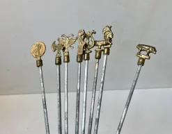 Outlet Pamono Vintage Turkish Shish Kebab Skewers with Brass Ornaments, 1970s, Set of 8