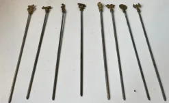 Outlet Pamono Vintage Turkish Shish Kebab Skewers with Brass Ornaments, 1970s, Set of 8