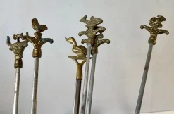 Hot Pamono Vintage Turkish Shish Kebab Skewers With Brass Animal Ornaments, Set of 12