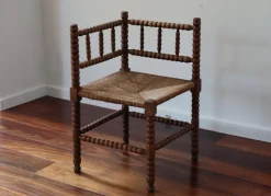 Pamono Vintage Turned Wood Corner Chair, 1950s><noscript><img width=