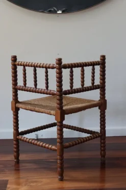 Pamono Vintage Turned Wood Corner Chair, 1950s><noscript><img width=