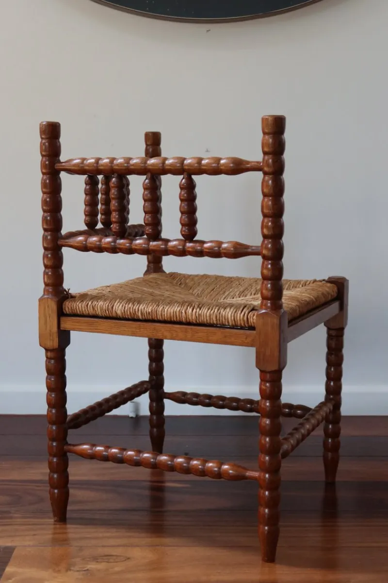 Hot Pamono Vintage Turned Wood Corner Chair, 1950s