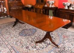 Outlet Pamono Vintage Twin Pillar Mahogany Dining Table and Chairs, Set of 13