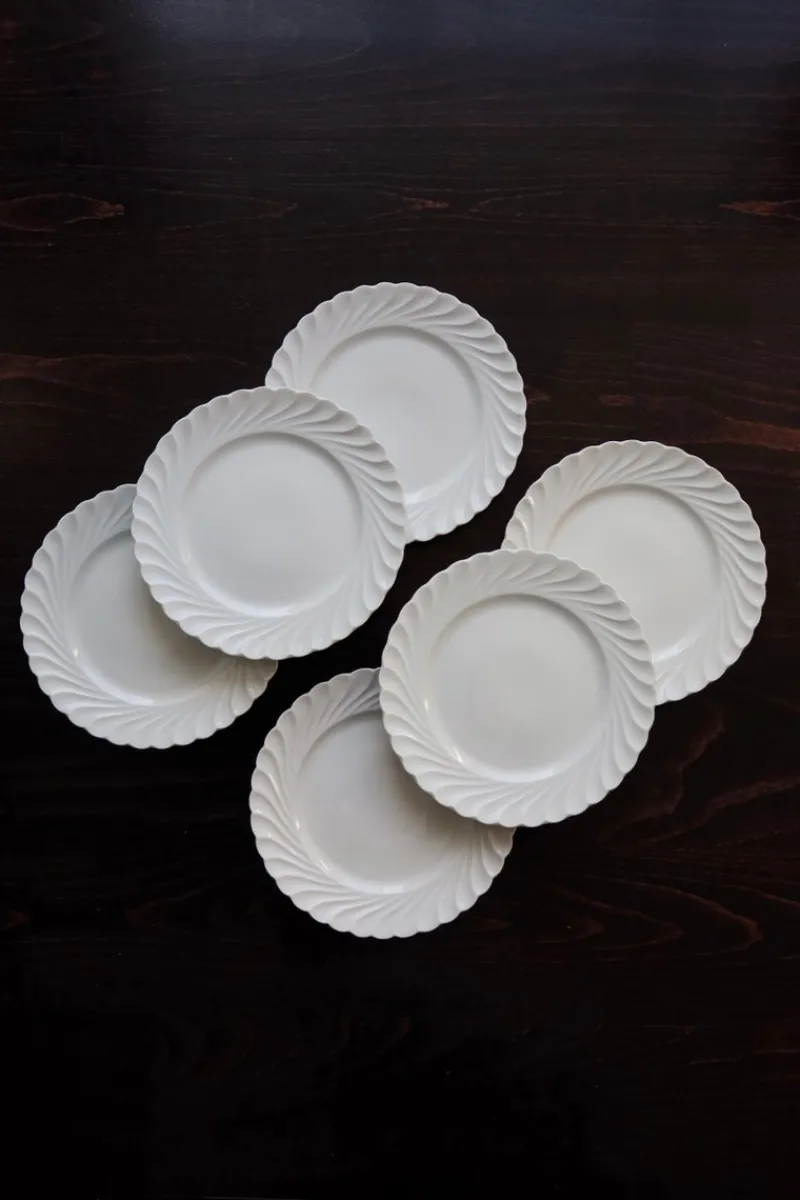 Pamono Vintage Twisted Dessert Plates in White Porcelain from Limoges Haviland, 1970s, Set of 6> Dinner Plates & Bowls
