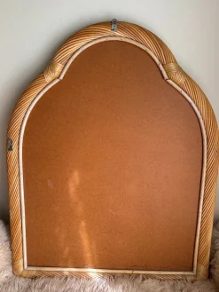 Pamono Vintage Twister Spiral Rattan Mirror with Beveled Glass from Alberich, Spain, 1970s><noscript><img width=