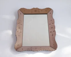 Pamono Vintage Venetian Rectangular Rose Wall Mirror with Floral Details and Cut Glass, Italy, 1960s> Mirrors