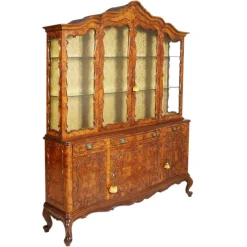 Clearance Pamono Vintage Venetian Rococo Glass Cabinet in Walnut Burl, 1930s