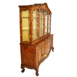 Clearance Pamono Vintage Venetian Rococo Glass Cabinet in Walnut Burl, 1930s