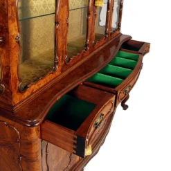 Clearance Pamono Vintage Venetian Rococo Glass Cabinet in Walnut Burl, 1930s