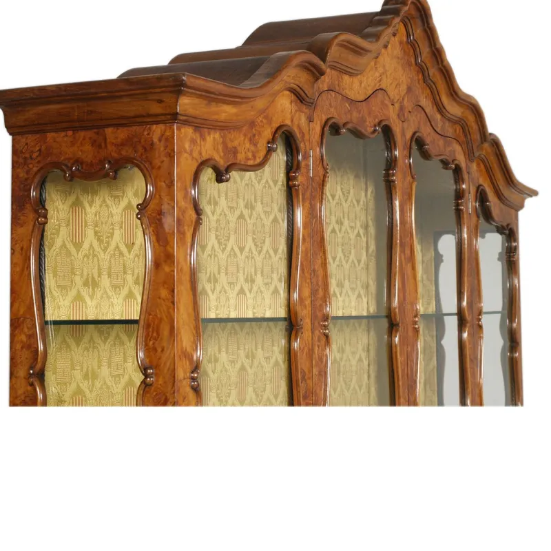 Clearance Pamono Vintage Venetian Rococo Glass Cabinet in Walnut Burl, 1930s