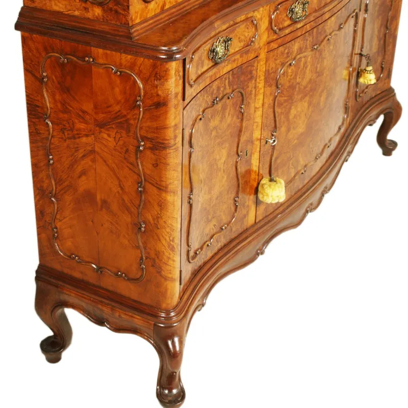 Clearance Pamono Vintage Venetian Rococo Glass Cabinet in Walnut Burl, 1930s