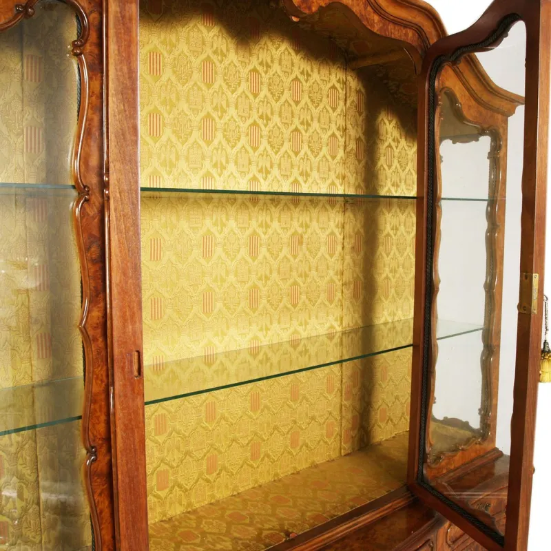 Clearance Pamono Vintage Venetian Rococo Glass Cabinet in Walnut Burl, 1930s