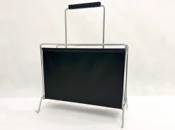 Pamono Vintage Vinyl and Steel Magazine Rack from Voss, 1970s> Magazine Racks