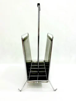 Pamono Vintage Vinyl and Steel Magazine Rack from Voss, 1970s><noscript><img width=