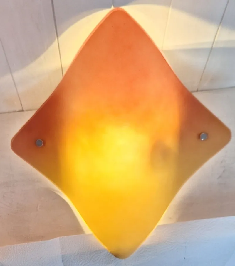 Best Pamono Vintage Wall Lamp with Curved Tinted Glass Panel on White Metal Mount, 2010s