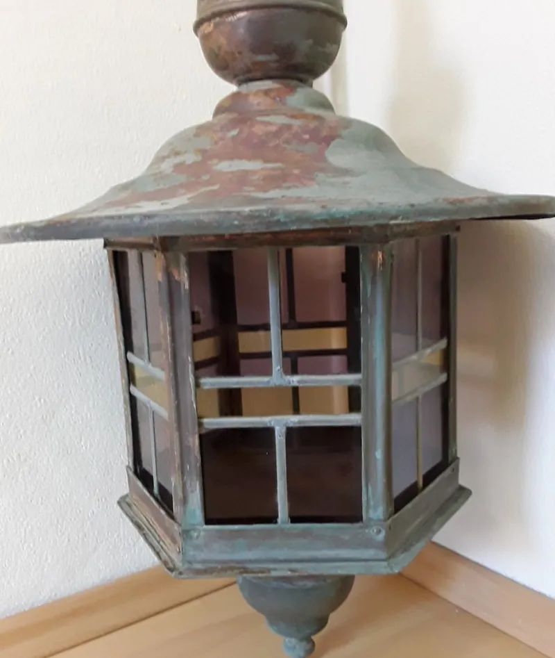 Best Pamono Vintage Wall Lantern with Copper Housing with an Iron Arch Holder, 1930s