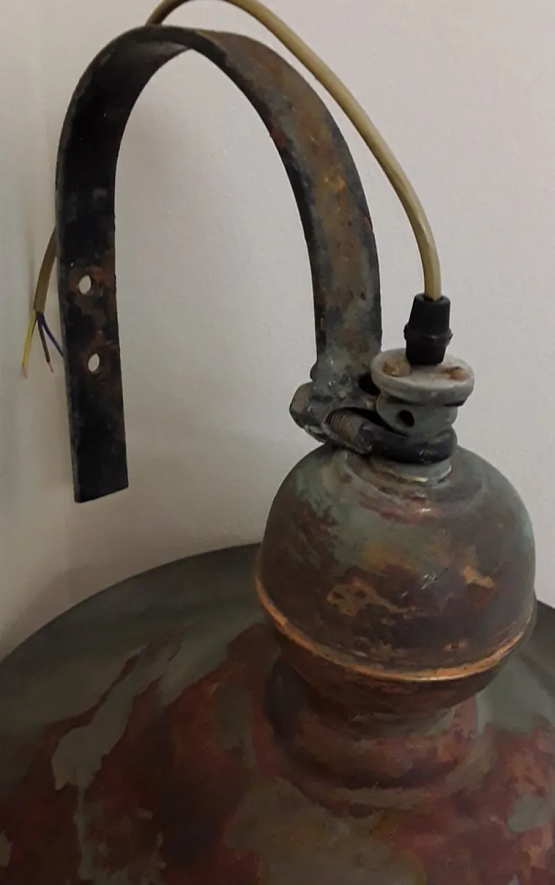 Best Pamono Vintage Wall Lantern with Copper Housing with an Iron Arch Holder, 1930s