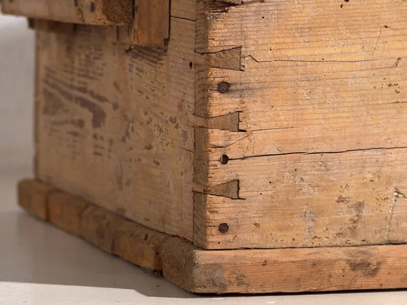 New Pamono Vintage Washed Wood Trunk, 1920