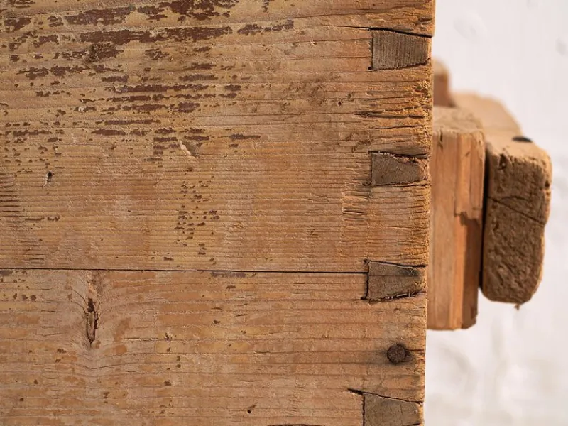 New Pamono Vintage Washed Wood Trunk, 1920