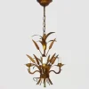 Pamono Vintage Wheat Ear Chandelier in Gilt Metal from Masca, 1970s> Ceiling Lights