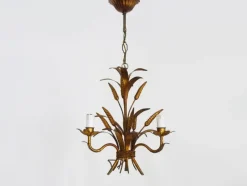Pamono Vintage Wheat Ear Chandelier in Gilt Metal from Masca, 1970s><noscript><img width=