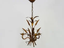 Pamono Vintage Wheat Ear Chandelier in Gilt Metal from Masca, 1970s><noscript><img width=