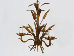 Pamono Vintage Wheat Ear Chandelier in Gilt Metal from Masca, 1970s><noscript><img width=